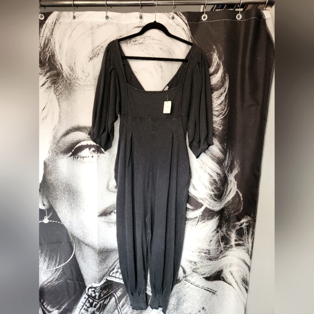Free People NWT onesie black small oversized